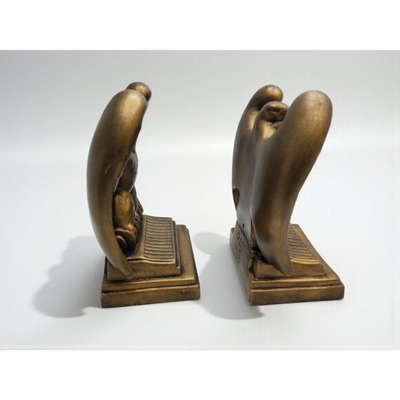 vintage 1968 pair of handmade ceramic eagle bookends/mantle decor - Picture 4 of 10